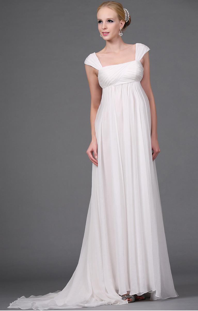 Romantic Chiffon Empire Line Wedding Gown Chiffon Over Satin 